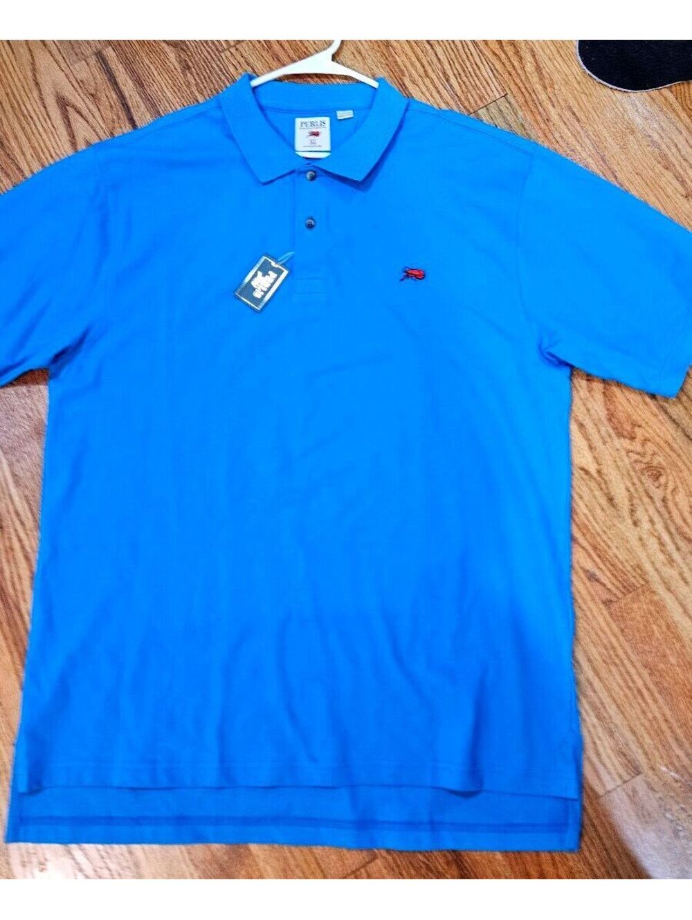 Perlis Men's XL Blue Polo Shirt with Red Crawfish Logo